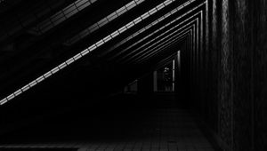 Preview wallpaper corridor, door, bw, architecture, building, dark