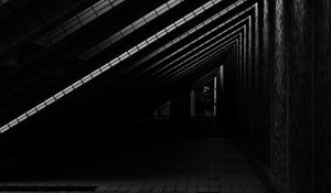 Preview wallpaper corridor, door, bw, architecture, building, dark