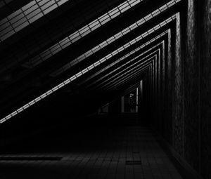 Preview wallpaper corridor, door, bw, architecture, building, dark