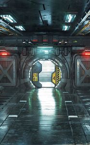 Preview wallpaper corridor, door, sci-fi, art