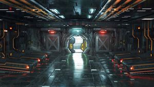 Preview wallpaper corridor, door, sci-fi, art