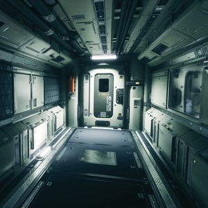 Preview wallpaper corridor, door, station, space station