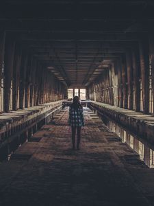 Preview wallpaper corridor, man, abandoned, room