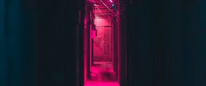 Preview wallpaper corridor, neon, dark, pink, light