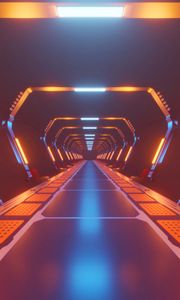 Preview wallpaper corridor, neon, light, bright, tunnel