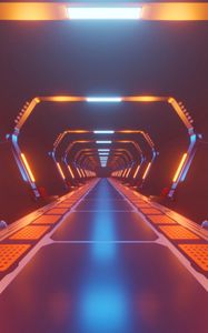 Preview wallpaper corridor, neon, light, bright, tunnel