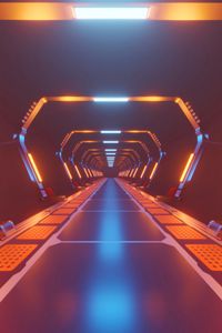 Preview wallpaper corridor, neon, light, bright, tunnel