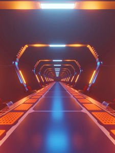 Preview wallpaper corridor, neon, light, bright, tunnel