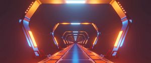 Preview wallpaper corridor, neon, light, bright, tunnel