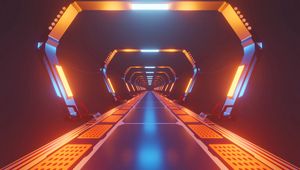 Preview wallpaper corridor, neon, light, bright, tunnel