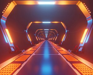 Preview wallpaper corridor, neon, light, bright, tunnel