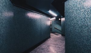 Preview wallpaper corridor, neon, light, architecture