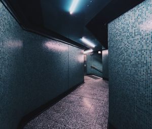 Preview wallpaper corridor, neon, light, architecture