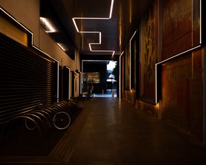 Preview wallpaper corridor, passage, building, lighting, backlight