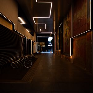 Preview wallpaper corridor, passage, building, lighting, backlight