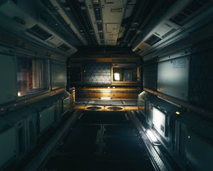 Preview wallpaper corridor, premise, modular environment, sci-fi, space