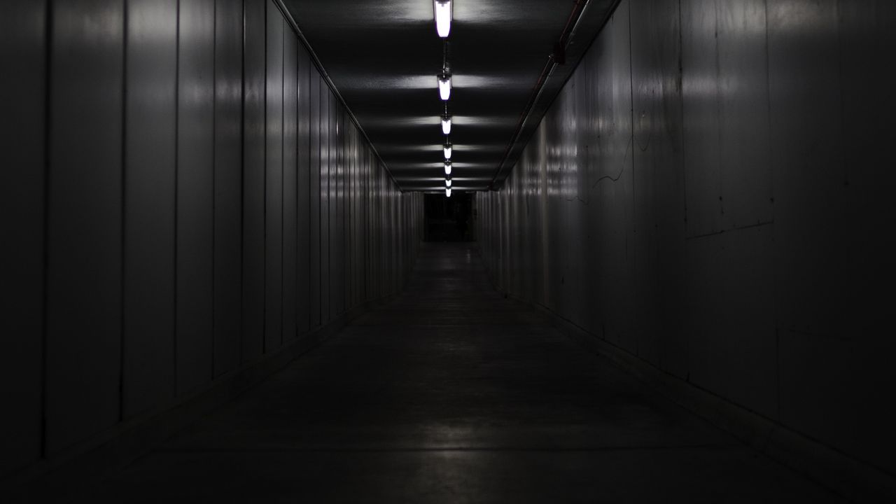 Wallpaper corridor, room, black and white, walls, lighting