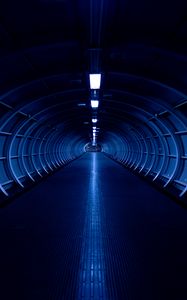 Preview wallpaper corridor, room, symmetry, blue