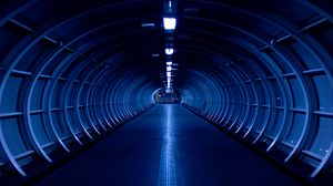 Preview wallpaper corridor, room, symmetry, blue