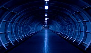 Preview wallpaper corridor, room, symmetry, blue