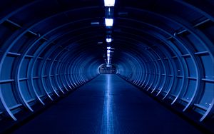 Preview wallpaper corridor, room, symmetry, blue