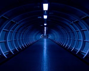 Preview wallpaper corridor, room, symmetry, blue