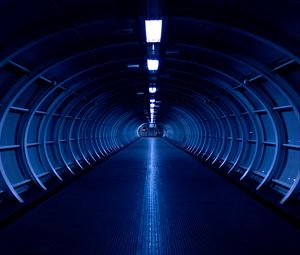 Preview wallpaper corridor, room, symmetry, blue