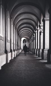 Preview wallpaper corridor, silhouette, architecture, building, columns, arches