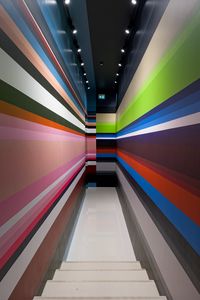 Preview wallpaper corridor, stripes, stairs, interior, geometry, lines, architecture