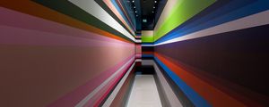 Preview wallpaper corridor, stripes, stairs, interior, geometry, lines, architecture