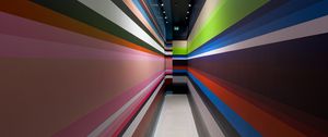 Preview wallpaper corridor, stripes, stairs, interior, geometry, lines, architecture