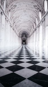 Preview wallpaper corridor, tile, chessboard, palace, venaria reale, italy