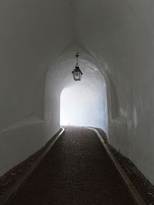 Preview wallpaper corridor, tunnel, light, turn, architecture