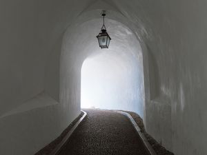 Preview wallpaper corridor, tunnel, light, turn, architecture