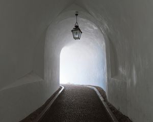 Preview wallpaper corridor, tunnel, light, turn, architecture