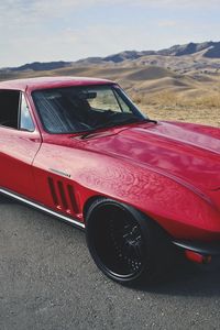 Preview wallpaper corvette, c2, restomod, red, side view