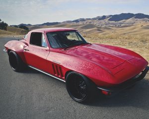 Preview wallpaper corvette, c2, restomod, red, side view