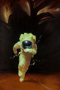 Preview wallpaper cosmonaut, astronaut, spacesuit, movement, art