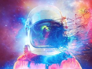 Preview wallpaper cosmonaut, space suit, multicolored, space