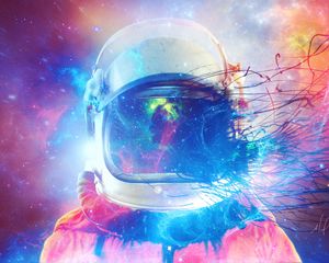 Preview wallpaper cosmonaut, space suit, multicolored, space
