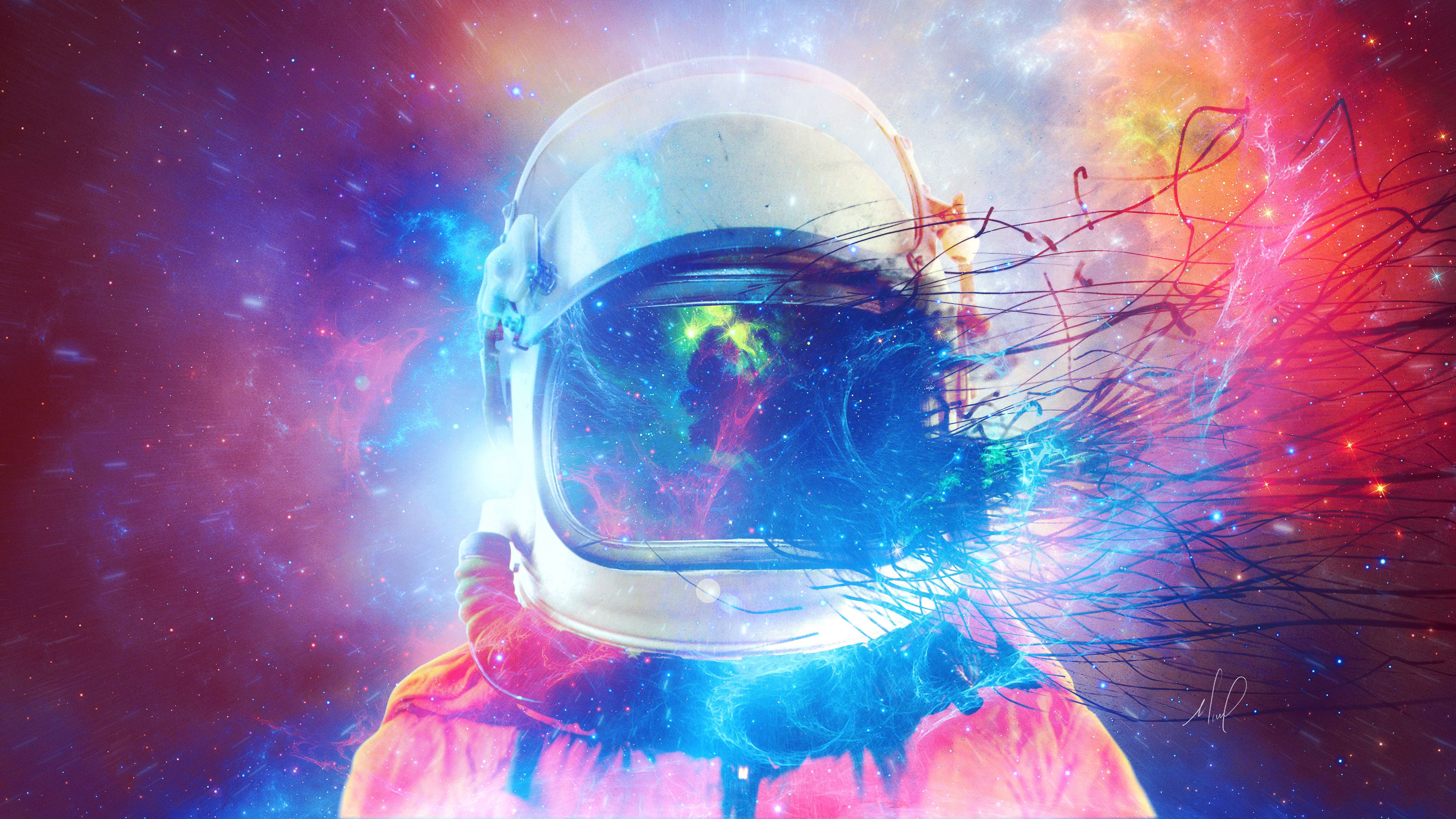 Download Wallpaper 3840x2160 Cosmonaut Space Suit Multicolored Space 4k Uhd 169 Hd Background 4789