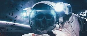 Preview wallpaper cosmonaut, space suit, skull, space, skeleton
