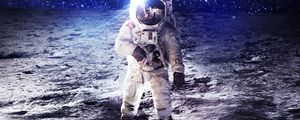 Preview wallpaper cosmonaut, space suit, space, planet, stars