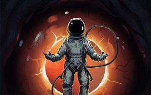 Preview wallpaper cosmonaut, spacesuit, eye, art, fantasy