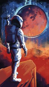 Preview wallpaper cosmonaut, spacesuit, fantasy, art