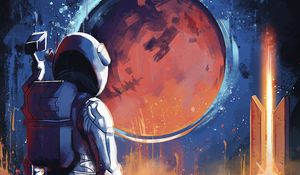 Preview wallpaper cosmonaut, spacesuit, fantasy, art