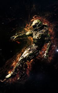 Preview wallpaper cosmonaut, spacesuit, flight, photoshop