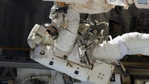 Preview wallpaper cosmonaut, survival suit, ship, case, repair, equipment
