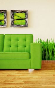 Preview wallpaper couch, grass, interior design, green, paintings