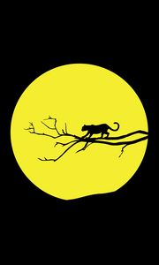 Preview wallpaper cougar, jaguar, minimalism, vector, black, yellow